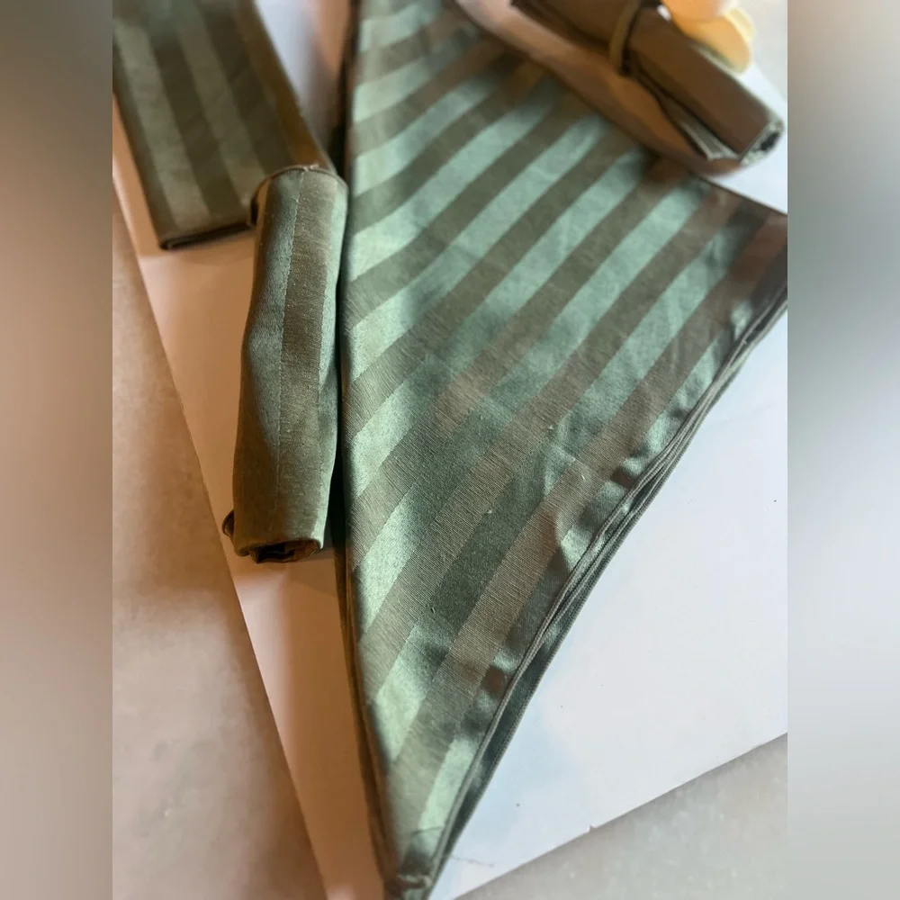 Vintage Sage Green Striped Cloth Napkins Set of 6 –Z Gallerie – Table Setting